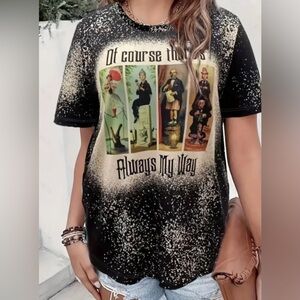 NWOT Womens Plus Black Bleached Halloween There’s Always My Way T-Shirt Size 2XL
